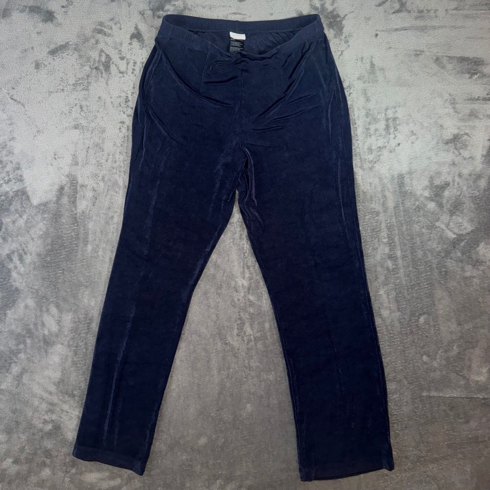 Womens 1P Chicos Travelers Pants Navy Blue Excellent Ribbed Straight Leg
